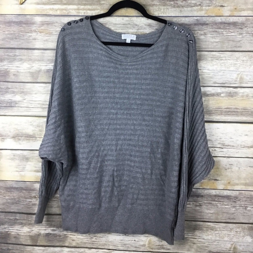 Joseph A Women's Gray Dolman Sleeve Ribbed Sweater